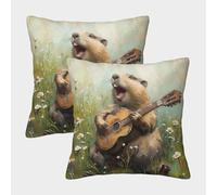 VIAGECSKE Otter Cushion Cover Set of 2 Decorative Machine Washable Pillowcases Square Cushions with Invisible Zipper Cushion Covers For Livingroom Sofa Bedroom Throw Pillow Cases 40x40cm