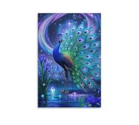 VIAGECSKE Peacock Poster Artwork Giclee Canvas Prints Modern Canvas Wall Art Picture Wall Hanging for Living Room Bedroom Home Decorations 16x24inch(40x60cm)