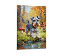VIAGECSKE Schnauzer Poster Artwork Canvas Prints Picture Modern Wall Art Picture Wall Hanging for Bathroom Wall Decor 20x30inch(50x75cm)