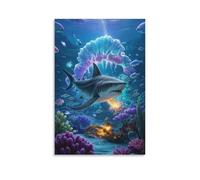 VIAGECSKE Shark Wall Decor Poster Canvas Prints Picture Modern Wall Art Picture Wall Hanging for Home Decorations 16x24inch(40x60cm)