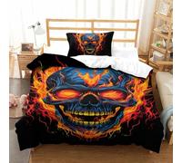 VIAGECSKE Skull 3D Printed Quilt Cover 2 Pieces Bedroom Bed Bedding Set Soft Microfiber with Zipper Closure，Pillowcases for Teens And Adults Single（135x200cm）