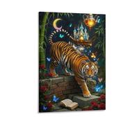 VIAGECSKE Tiger Wall Decor Poster Canvas Prints Picture Modern Canvas Wall Art Picture Wall Hanging for Bathroom Wall Decor 16x24inch(40x60cm)
