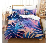 VIAGECSKE Tropical Plants 3D Printed Duvet Cover Set 3 Pieces Bedspread Soft Microfiber with Zipper Closure，Pillowcases for Teens And Adults Double（200x200cm）