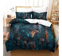 VIAGECSKE Wolf 3D Printed Duvet Cover Set 3 Pieces Bedroom Bed Bedding Set Soft Easy Care with Zipper Closure，Pillowcases for Teens And Adults King（220x240cm）