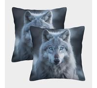 VIAGECSKE Wolf Cushion Cover Set of 2 Decorative Machine Washable Pillowcases Square Cushions with Invisible Zipper Cushion Covers For Livingroom Sofa Bedroom Throw Pillow Cases 40x40cm