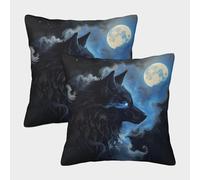 VIAGECSKE Wolf Cushion Cover Set of 2 Decorative Machine Washable Pillowcases Square Pillow Cases with Invisible Zipper Cushion Covers for Outdoor Home Bed Decor Throw Pillow Cases 45x45cm
