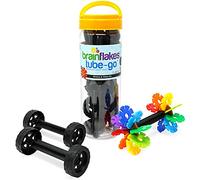 VIAHART Brain Flakes 16 Wheels and 8 Axles Tube-Go Set Add-On Travel Kit - Build Cars, Trucks, Anything That Spins - Compatible with Brain Flakes Brand Discs - A Great STEM Toy