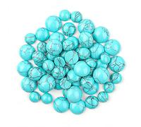 VIAILI SYMIE 60pcs Natural Half Round Flat Back Cabochons Stones Beads Blue Turquoise Semi Precious Gemstones Dome Cameos for Jewelry Making 8mm