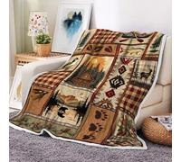 Viajar Rustic Cabin Blanket, Rustic Lodge Flannel Throw Blankets Bear Deer Country Hunting Wild Animal Cozy Warm Bed Couch Blanket, Rustic Farmhouse Bear Flannel Throws for Bed Couch, 60"X70", Brown