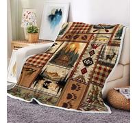 Viajar Rustic Cabin Blanket, Rustic Lodge Flannel Throw Blankets Bear Deer Country Hunting Wild Animal Cozy Warm Bed Couch Blanket, Rustic Farmhouse Bear Flannel Throws for Bed Couch, 50"X60", Brown