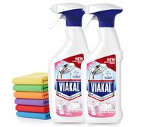 Viakal Limescale Remover Spray 500ml Fresh Rose x 2 with 3 x Microfiber Cloth | Hard Water Stain Cleaner for Bathrooms Kitchens & Showers | Multi-Surface Descaler for Taps Tiles Toilets & Glass