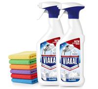 Viakal Limescale Remover Spray 500ml x 2 with 6 Pcs Microfiber Cloth | Hard Water Stain Cleaner for Bathrooms, Kitchens & Showers | Powerful Multi-Surface Descaler for Taps, Tiles, Toilets & Glass