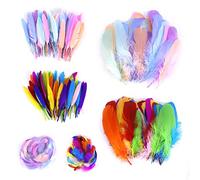 Viaky 400 Pcs Natural Goose Feathers for Crafts, Colourful Craft Feathers in Bright Colours for DIY Decoration, Dreamcatchers, Party, Halloween Decorations, Wedding and Costume Making (3 Sizes)