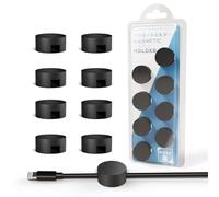 Viaky Magnetic Cable Clips 8 Pcs, Silicone Magnet Cable Holder with Self Adhesive Metal Plate, Wire Tidy Organiser for USB, Charger Cord, Home, Office, Car, Nightstand, Black (5mm)