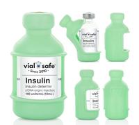 VIAL SAFE Insulin Bottle Protector Case/Sleeve for Diabetes, Never Risk Breaking Your Insulin Vial, Reusable, Flexible Silicone Protective Sleeve, 2-Pack (Short), Mojito Gren