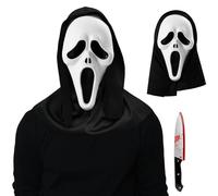 viallolipa Scream Mask, Ghostface Mask with Fake Knife, Ghost Face Horror Latex Halloween Masks for Adults, Men, Women, Cosplay, Masquerade Ball, Costume Parties