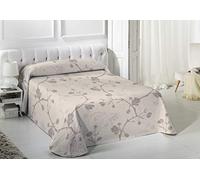 VIALMAN Bedspread Sofia 20 Super King Bed | Flowers Quilt Coverlet | Quilt Size 270 x 270 cm | Bedspread Bed & Sofa Throw Beige