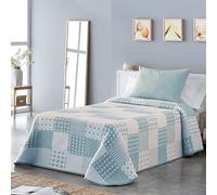 VIALMAN Bedspread Sofia 21 Double Bed | Stars Quilt Coverlet Colour Blue | Quilt Size 230 x 270 cm | Bedspread Bed & Sofa Throw Blue
