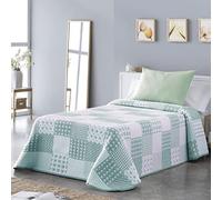 VIALMAN Bedspread Sofia 21 King Bed | Stars Quilt Coverlet Colour Green | Quilt Size 250 x 270 cm | Bedspread Bed & Sofa Throw Green