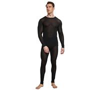 Viamulion Men's Pure Mulberry Silk Knitted Thermal Underwear Set, Black, XL