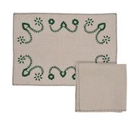 Viana embroidered placemat and napkin set Green one size