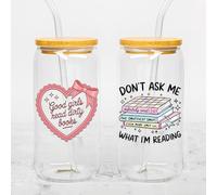 VIANGOZA Set 2Pcs Good Girls Read Dirty Books UV DTF Cup Wraps for 16 oz Glass, Don't Ask Me What I'm Reading, Cold Transfer Decal for Glass Cups, Bookish Girly Vinyl Waterproof Rub on Transfer