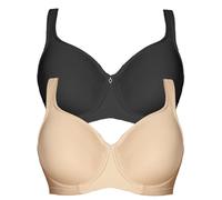 VIANIA! Women's Pack of 2 Underwired Minimiser Bra Basic 14586 Schwarz-Silk 36C