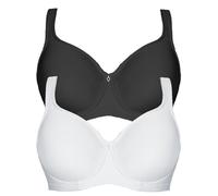 Viania Women's Pack of 2 Underwired Minimiser Bra Basic 14586 Schwarz-Weiss 34E