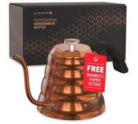 Vianté Gooseneck Stovetop Pour Over Coffee Kettle with Thermometer for Drip Coffee and Tea. Premium Copper Stainless Steel. 40 fl oz. All Coocktops.
