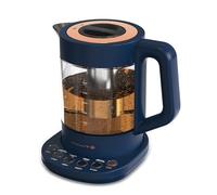 Vianté Hot Tea Maker Electric Glass Kettle with infuser and temperature control. Automatic Shut off Brewing Programs for your favorite teas Coffee 1.5 Liters capacity, Midnight Blue Color (KET-100MB)