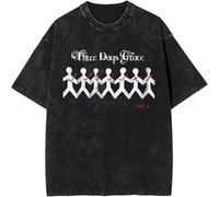 Viaopo T-Shirt Retro Washed Round Neck Cotton Short Sleeve Three Days Band Grace Printed Short-Sleeved Men and Women Cosplay XS-3XL-Black||x_s