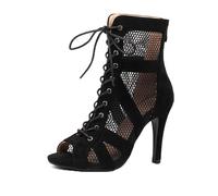 Viaoragiosa Ballroom Dance Boots,Open Toe Latin Dance Boots,Peep Toe Ankle Dance Boots,Women'S Hollow Dance Boots,Heels Dance Class Bootie Sandals,dance Boots,Fashion,Satin,For Indoor Practice