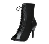 Viaoragiosa Latin Dance Boots,Latin Salsa Mesh Ankle Boots,Ballroom Dance Boots,dance Open Toe Boots,Lace-up To Closure Ballroom Dance Boots,Women'S Hollow Dance Boots,Open Toe,For Indoor Practice
