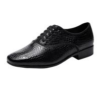 Viaoragiosa Men Breathable Leather Ballroom,Men Latin Dance Shoes Lace-Up,Men'S Dance Shoes,Men'S Low-Heeled Dances Shoe,Mens Indoor Dances Shoe,Black Leather,For Latin Salsa Practice