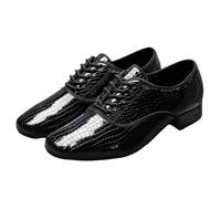 Viaoragiosa Men'S Ballroom Dance Shoes,Men Breathable Leather Ballroom,Men Latin Dance Shoes Lace-Up,Scratch Resistant,Resistant To Folding,Low Heels,For Salsa Latin Tango Jazz Dancing