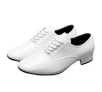 Viaoragiosa Men'S Ballroom Dance Shoes,Men Breathable Leather Ballroom,Men Latin Dance Shoes Lace-Up,Scratch Resistant,Resistant To Folding,Low Heels,For Salsa Latin Tango Jazz Dancing
