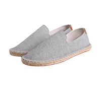 Viaoragiosa Men's Slip On Flat Canvas Shoes,Canvas Shoes for Men,Breathable,Wear Resistant,Lightweight,Suitable for Walking,Traveling,Playing at The Beach,Shopping,Watching Movies Gray