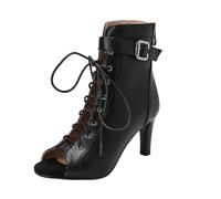 Viaoragiosa Open Toe Latin Dance Boots,Womens Dance Club Boots Mesh Party Shoes,Women Ballroom Dance Boots,Heels Dance Class Bootie Sandals,Suitable For Dance Performances And Indoor Practice