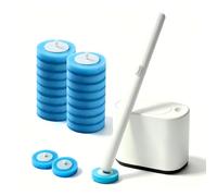 Viaptus Disposable Toilet Brush Set with Refills, Wall Mounted - White | Wand Starter Kit with 360° Swivel Head |Automatic lid | Hygienic Contact-Free Use | Ideal for Bathroom Maintenance