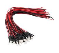 VIAPUICE 40 Pcs 3mm Pre-Wired LED Lights Emitting Diodes Pure White 24V
