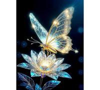 Viart Butterfly Diamond Art Kits Adults - Light and Butterfly 5D Diamond Painting Kits for Adults, Butterflies Gem Art Kits Adult, Gem Painting as Home Wall Decor Gifts(12x16 inch)