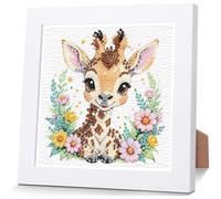 Viart Giraffe Diamond Art for Kids with Frame-Giraffe Diamond Painting for Kids, Animal Small Diamond Art Kits, Easy DIY Crystal Mosaic Kits for Children Girls Boys Gifts (7x7inch)