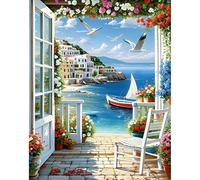 Viart Sea View Paint by Numbers for Adults- Landscape Painting by Numbers for Adults, Scenery Adult Paint by Numbers as a Home Wall Decoration Gift 40x50CM