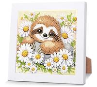 Viart Sloth Diamond Art with Framed - Sloth Diamond Painting, Animal Small Diamond Art Kits, Easy DIY Crystal Mosaic Kits for Gifts (7x7inch)