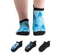 Viasox Diabetic Ankle Socks for Women & Men 3 Pack, Low Cut Non Binding, Seamless Neuropathy Socks, Dark Waters, M