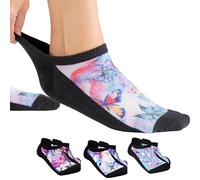 Viasox Diabetic Ankle Socks for Women & Men 3 Pack, Low Cut Non Binding, Seamless Neuropathy Socks, Flower Power, L
