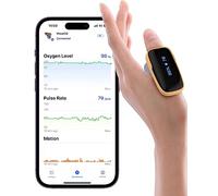 Viatom WearO2 Wearable Pulse Oximeter, Bluetooth Oxygen Monitor for Continuous O2 and Heart Rate, Rechargeable Blood Oxygen Monitor with Vibration Alarm with Free APP