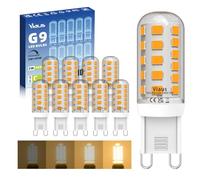 Viaus G9 LED Bulbs Dimmable 3W 480LM Warm White 3000K, 40W Halogen Equivalent, CRI80+, Energy Class C, 15.5x51mm, AC 220-240V No Flicker G9 Light Bulbs for Chandelier, Pack of 10