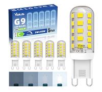 Viaus G9 LED Bulbs Dimmable 3W 6000K Cool White 480LM, 40W Halogen Replacement, Flicker-Free, CRI 80+, Energy Class C, 220-240V, 15.5x51mm, Pack of 5