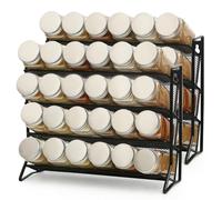 VIAV Design 2PCS 4Tier Spice Rack for Counter Free Standing,Spice Rack for Inside Cupboard Hanging Wall Mounted Spice Seasoning Organiser Spice Jars Bottle Organizer for Kitchen Pantry(Black